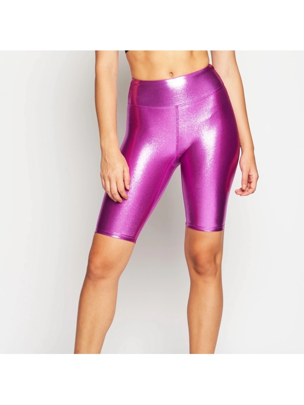 Heroine Sport Magenta Marvel Biker Short Metallic Hot Pink